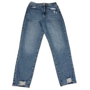 SO High Rise‎ Mom Jeans Distressed Stretch Denim Women's 5/27W Preowned